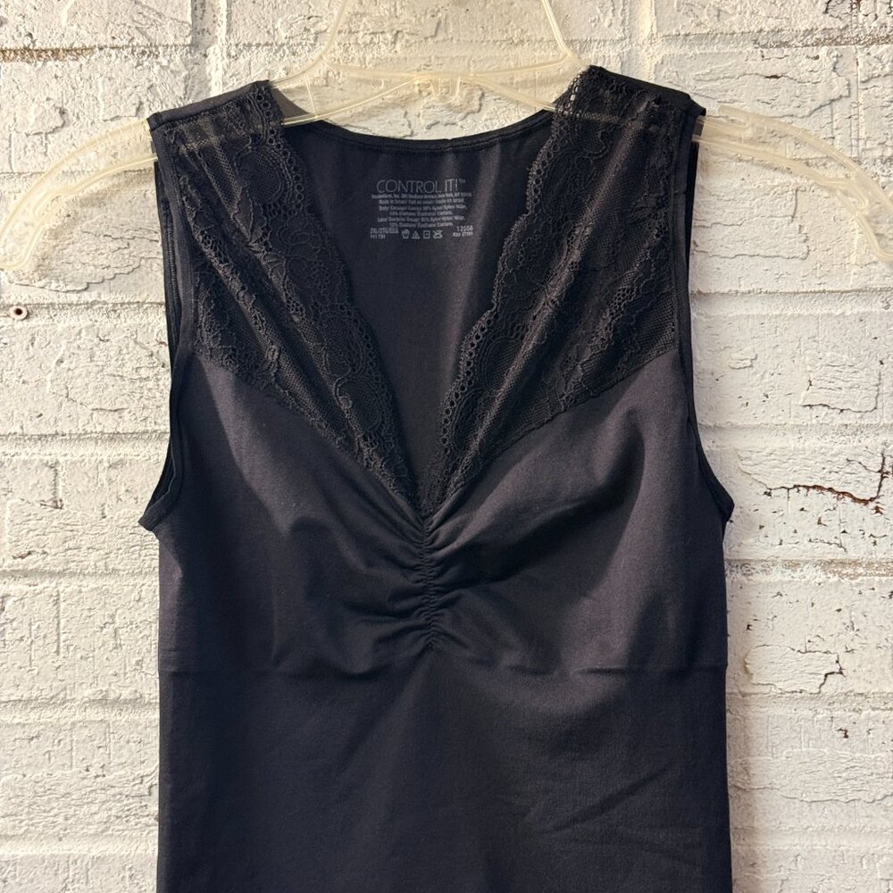 Control It! Black Lace Trim Shapewear Slip Dress Tummy Control 2XL